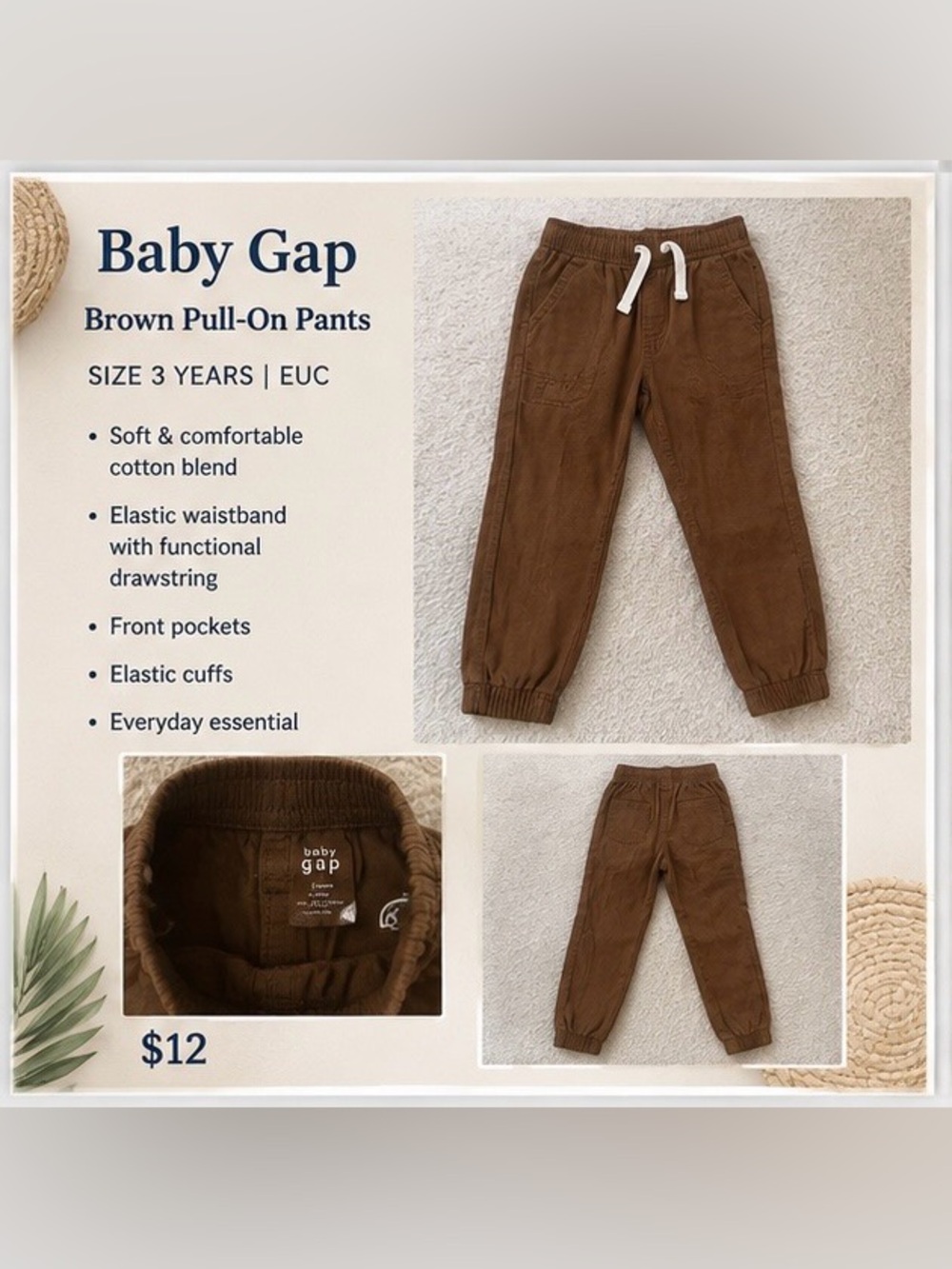 GAP Brown Drawstring Joggers